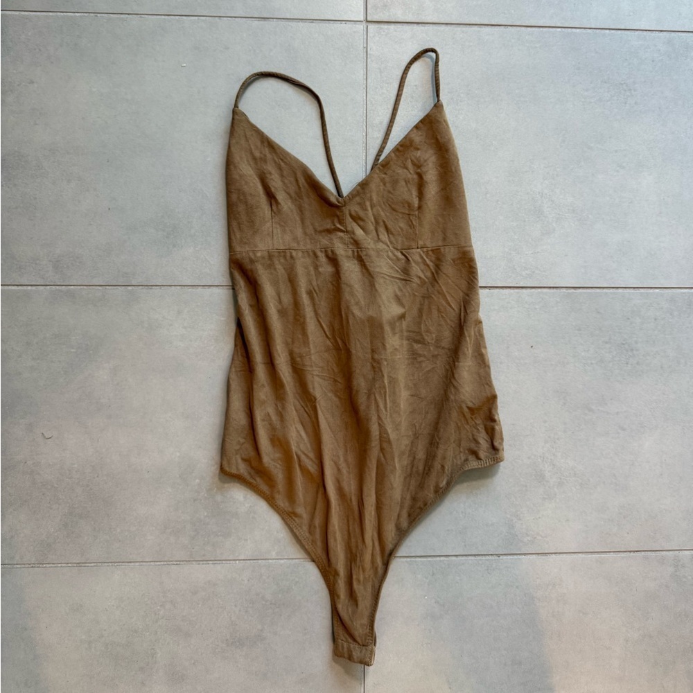GUESS Brown Spaghetti Strap Bodysuit